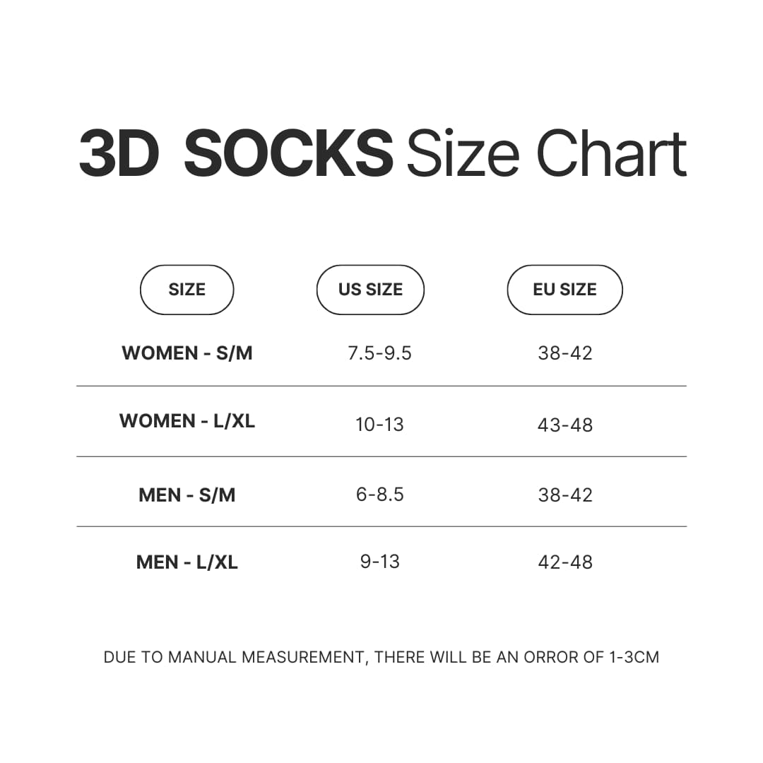 3D Socks Size Chart - My Dress-Up Darling Merch