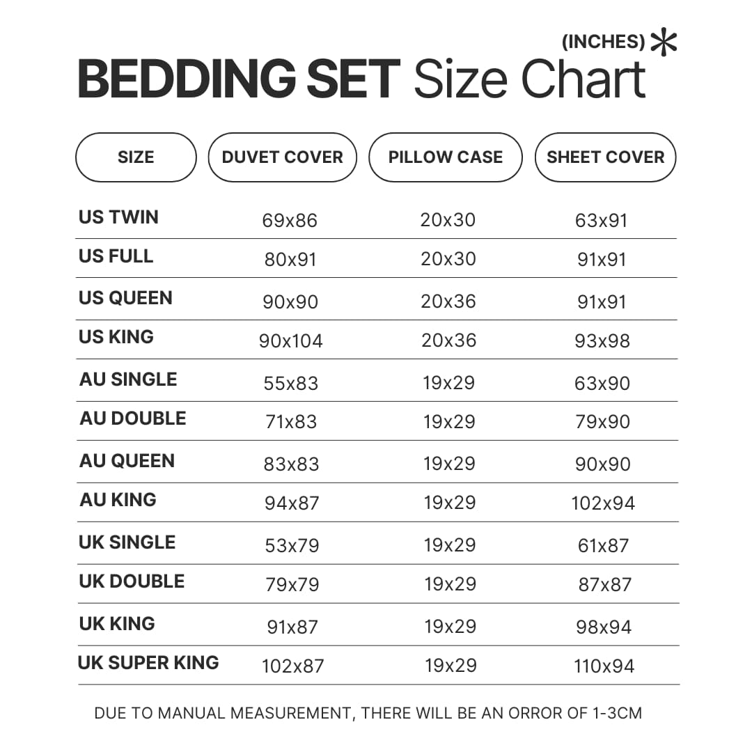 Bedding Set Size Chart - My Dress-Up Darling Merch