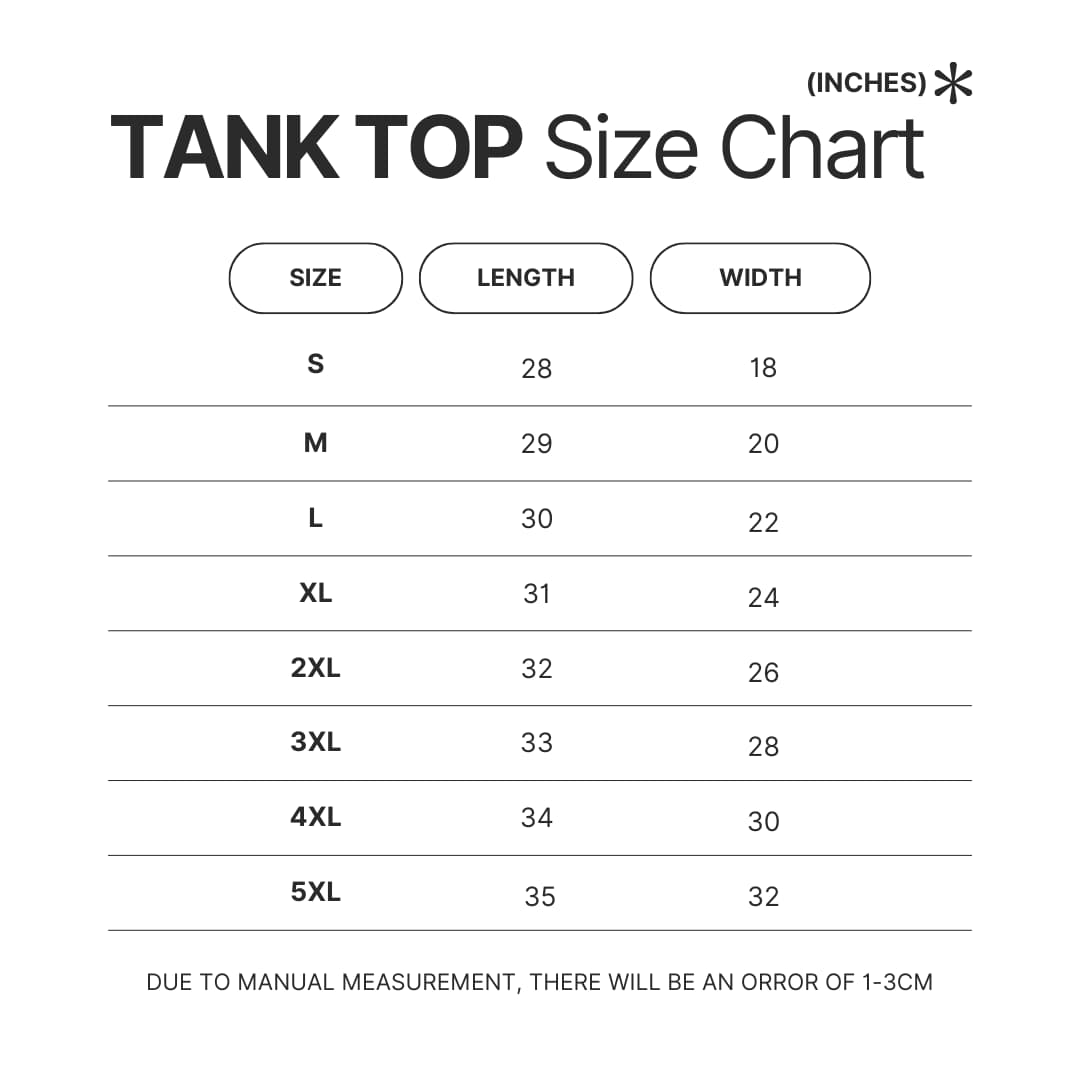 Tank Top Size Chart - My Dress-Up Darling Merch